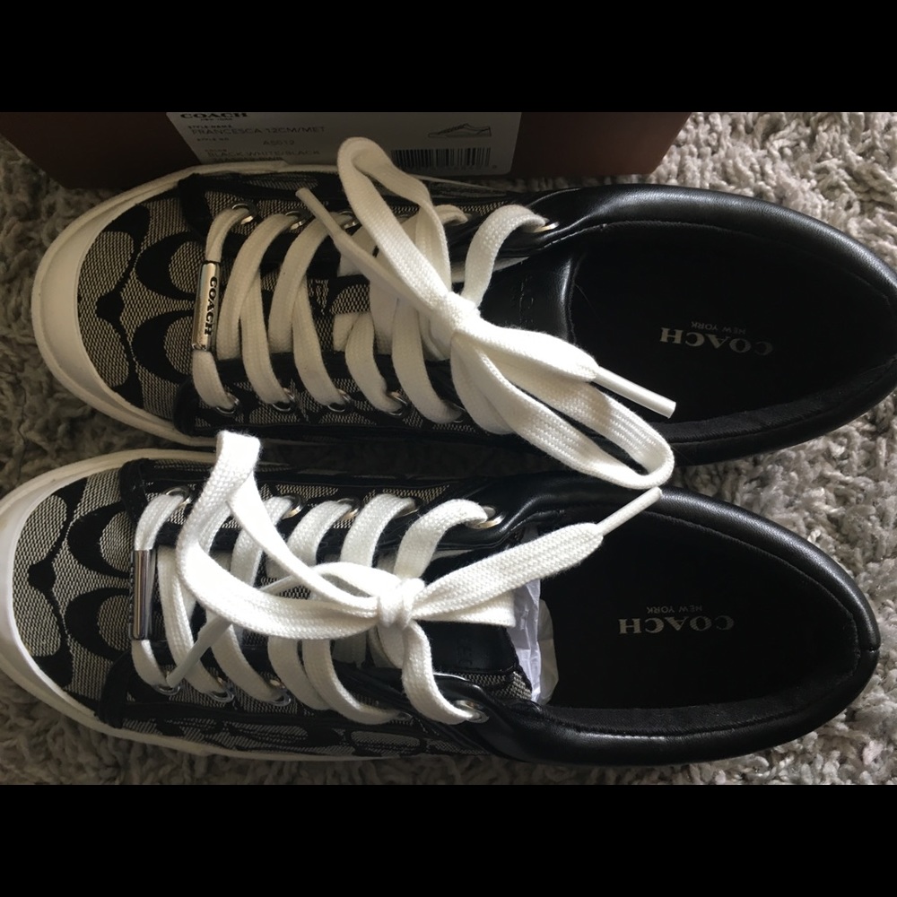 WORN ONCE Coach Francesca sneakers in black/white